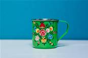 Mug inox vert peint  la main