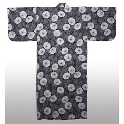 Yukata japonais traditionnel Chrysanthèmes fond noir