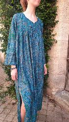 Robe ethnique longue et large verte
