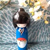 Poupe kokeshi Grand modle modle bleu