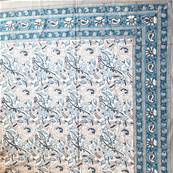 Tenture indienne block print 270x225 cm – Bleu turquoise