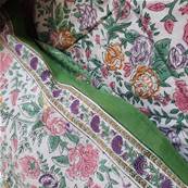 Tenture indienne block print 270x225 cm – Vert floral