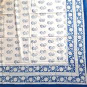 Tenture indienne block print 270x225 cm – Bleu cachemire