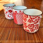 Set de 3 tasses à café “Shanghai” 12 cl – Motifs rouges d’inspiration asiatique