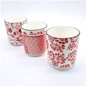 Set de 3 tasses à café “Shanghai” 12 cl – Motifs rouges d’inspiration asiatique