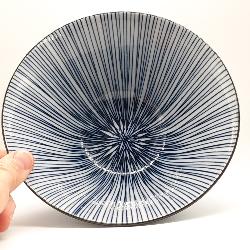 Grand bol ramen japonais conique rayures bleues Ø 19 cm