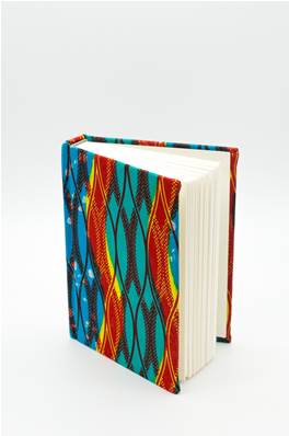 Carnet de notes, tissu WAX africain, Bleu formes ovales