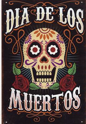 Plaque métal 20x30 vintage Dia de los muertos