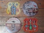 Plaque métal 30x30 vintage GAS STATION rouge "ROUTE 66".