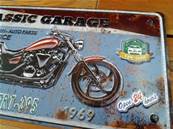 Plaque métal 20x40 vintage MOTORBIKE ROUGE.