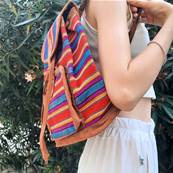 Sac à dos rayé rouge Artisanat du Guatemala