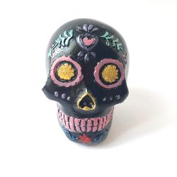 Statut tête de mort mexicaine noir petit modèle