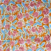 Chemise homme manche courte fleurs orange feuilles bleues