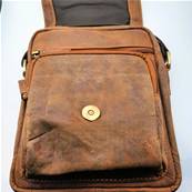 Sac bandoulière homme en cuir de buffle avec poche avant 25X18X95 cm