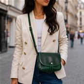 Sac cuir italien vert