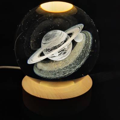 Lampe boule en verrre lumineuse saturne