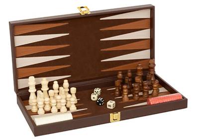 Jeu backgammon échecs Bois, 40x20 cm