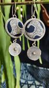 Boucles d'oreilles ethniques du Tibet rondes indigo