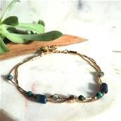 Bracelet Multi-Rangs "Oeil de Paon" Malachite Fils Rigidess