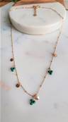 Collier 3 trios de perles en malachite