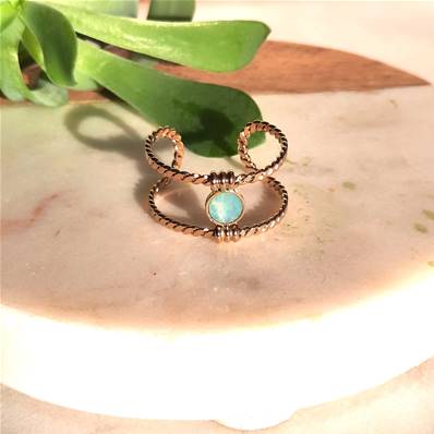 Bague "Éclat Celeste" 2 Rangs avec Cristal Bleu Clair