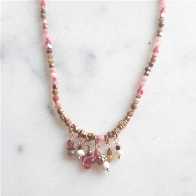 Collier perlé multi pierres pampilles
