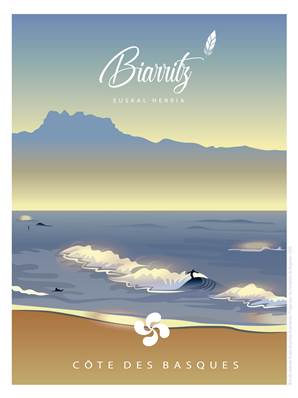 Affiche Biarritz côte basque 50x70cm Plume07