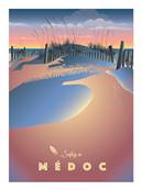 Affiche Surfing in Mdoc plage rose 50x70cm Plume30