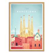 Affiche visit Barcelone Espagne 50x70cm Henry Rivers