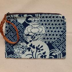 Trousse grand modle indigo motifs fleuris