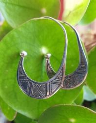 Boucles d'oreilles Touareg  argent demi lune 43001