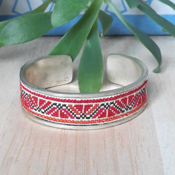 Bracelet ethnique Tibétain, tissus brodé Visuddhi