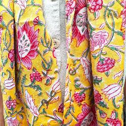 Etole, écharpe ou paréo coton imprimé jaune block print 9