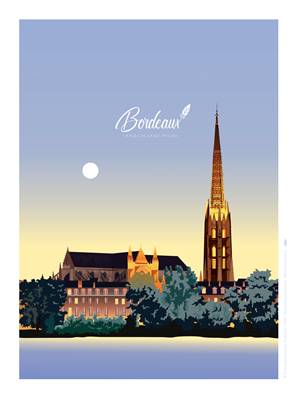 Affiche Bordeaux Flèche SAINT-MICHEL Plume53 30x40cm