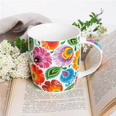 Tasse fleurie Hania blanche 360 ml et sa boîte cadeau