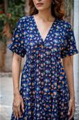 Robe courte évasée AYUMI CORAUX fond bleu