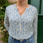 Blouse motif liberty bleu 100% viscose