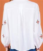 Chemise blanche brodée croix oranges et vertes – 100 % coton