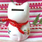 Maneki neko tirelire éventail