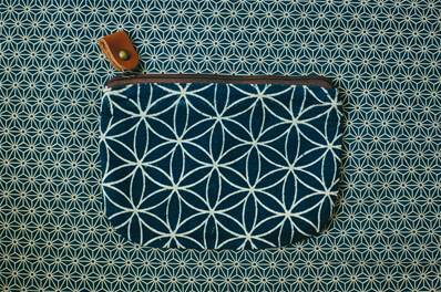 Porte monnaie indigo motif Hanabishi