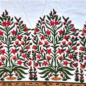 Tenture indienne artisanale block print 150x225 cm – Coquelicots rouges