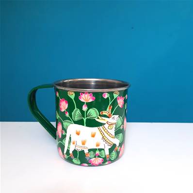 Mug indien peint à la main motifs vache sacrée GM