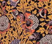 Jupe portefeuille coton imprimé floral noir et ocre