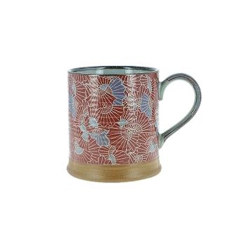 Mug japonais éventails rouges hauteur 8,7 cm