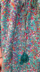 Robe ethnique longue et large turquoise