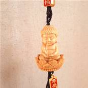 Bouddha Porte Bonheur perles bois