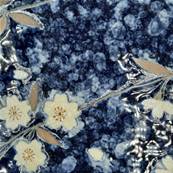Assiette japonaise fleur Sakura bleue 25 × 3,4 cm