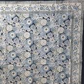 Tenture indienne block print 270x225 cm – Bleu nuit floral