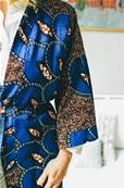 Kimono long ethnique imprimé WAX bleu