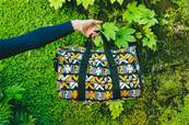 Sac de voyage en tissus wax africain Bogolan jaune